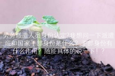 劳务派遣人员身份认定?我想问一下派遣证和国家干部身份是什么？干部身份有什么作用？随能具体的说一下！?