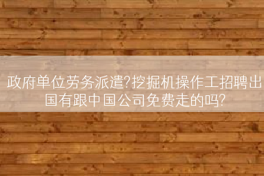 政府单位劳务派遣?挖掘机操作工招聘出国有跟中国公司免费走的吗?
