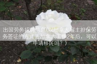 出国劳务招聘信息(以加拿大雇主担保劳务签证的方式去加拿大工作2年后，可以申请移民吗？)