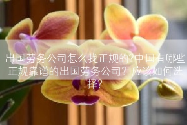 出国劳务公司怎么找正规的?中国有哪些正规靠谱的出国劳务公司？应该如何选择?