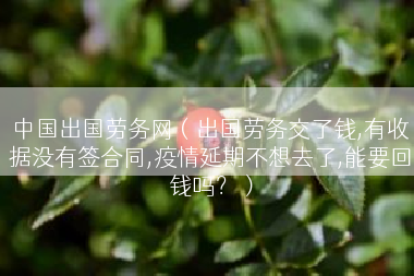 中国出国劳务网（出国劳务交了钱,有收据没有签合同,疫情延期不想去了,能要回钱吗？）