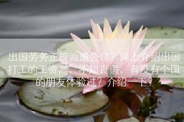 出国劳务正规派遣公司？网上介绍出国打工的工资高，不知真假，有没有个国的朋友体验过？介绍一下？