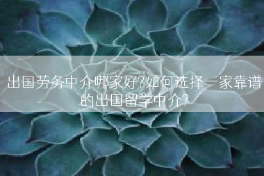 出国劳务中介哪家好?如何选择一家靠谱的出国留学中介?