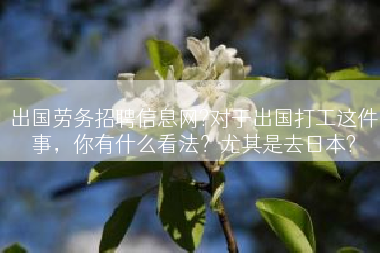 出国劳务招聘信息网?对于出国打工这件事，你有什么看法？尤其是去日本?