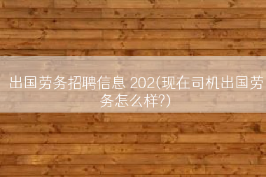 出国劳务招聘信息 202(现在司机出国劳务怎么样?)