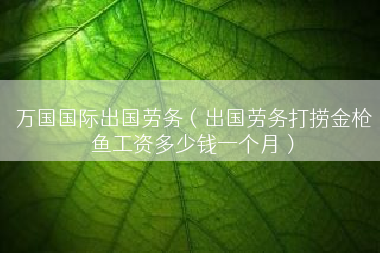 万国国际出国劳务（出国劳务打捞金枪鱼工资多少钱一个月）