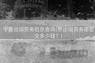 宁夏出国劳务信息查询(想出国劳务需要交多少钱？)