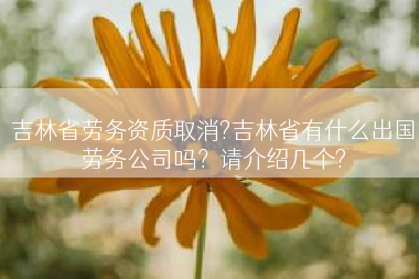 吉林省劳务资质取消?吉林省有什么出国劳务公司吗？请介绍几个?