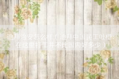 迪拜治安怎么样（迪拜中国民工吐槽：在这里打工并不比国内好多少）