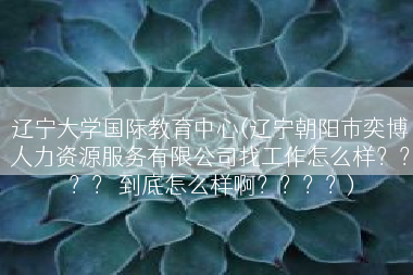 辽宁大学国际教育中心(辽宁朝阳市奕博人力资源服务有限公司找工作怎么样？？？？ 到底怎么样啊？？？？)