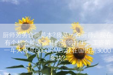 厨师劳务合同范本?我是一名厨师，现在有个机会能去西非的加纳打工，工资第一年大概是6000RMB,我在国内是3000多块?