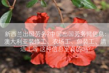 新西兰出国劳务?中国出国劳务网信息：澳大利亚装修工、农场工、包装工、清洁工等 这种信息室真的吗?