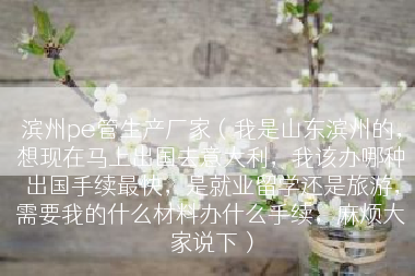 滨州pe管生产厂家（我是山东滨州的，想现在马上出国去意大利，我该办哪种出国手续最快，是就业留学还是旅游，需要我的什么材料办什么手续，麻烦大家说下）