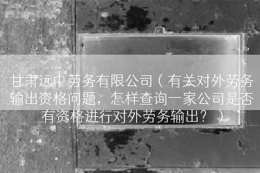 甘肃远中劳务有限公司（有关对外劳务输出资格问题，怎样查询一家公司是否有资格进行对外劳务输出？）