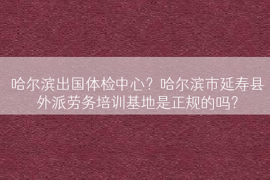 哈尔滨出国体检中心？哈尔滨市延寿县外派劳务培训基地是正规的吗？