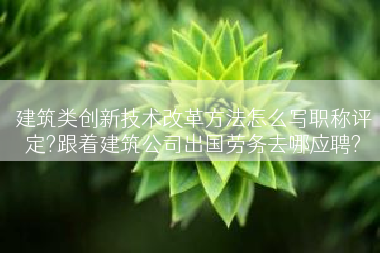 建筑类创新技术改革方法怎么写职称评定?跟着建筑公司出国劳务去哪应聘?