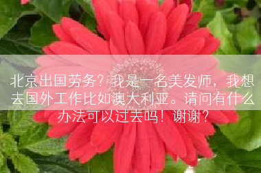 北京出国劳务？我是一名美发师，我想去国外工作比如澳大利亚。请问有什么办法可以过去吗！谢谢？