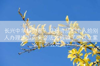 长兴中华旋齿鲨？没有资质的个人给别人办理出国劳务合法么被骗了可以立案么能怎么处理？