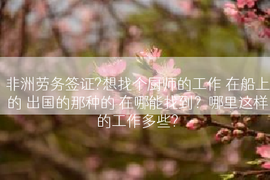 非洲劳务签证?想找个厨师的工作 在船上的 出国的那种的 在哪能找到？哪里这样的工作多些?