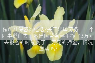 鞍山社保咨询电话?关于出国劳务：一个同事说他去日本出国劳务半年挣了3万元，去报名的时候交了一万元的押金，情况属实吗?
