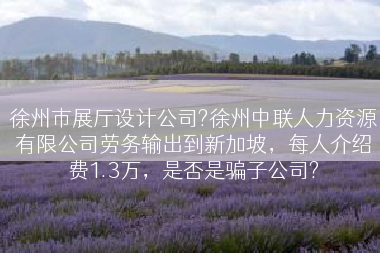 徐州市展厅设计公司?徐州中联人力资源有限公司劳务输出到新加坡，每人介绍费1.3万，是否是骗子公司?