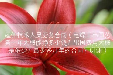 雇佣技术人员劳务合同（电焊工出国劳务一年大概能挣多少钱？出国费用大概是多少？最少签几年的合同？谢谢）
