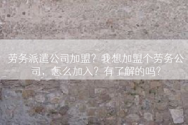 劳务派遣公司加盟？我想加盟个劳务公司，怎么加入？有了解的吗？
