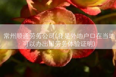 常州顺通劳务公司(我是外地户口在当地可以办出国劳务体验证明)