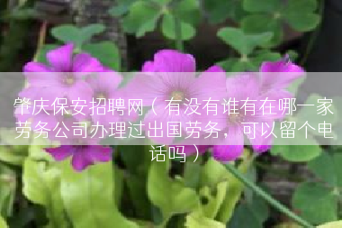 肇庆保安招聘网（有没有谁有在哪一家劳务公司办理过出国劳务，可以留个电话吗）