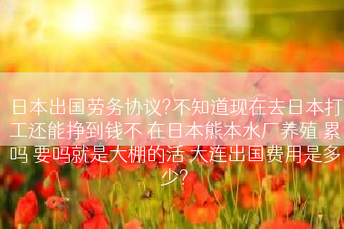 日本出国劳务协议?不知道现在去日本打工还能挣到钱不 在日本熊本水厂养殖 累吗 要吗就是大棚的活 大连出国费用是多少?
