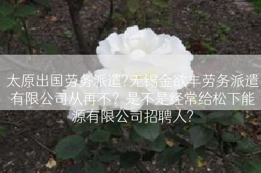太原出国劳务派遣?无锡金欲丰劳务派遣有限公司从再不？是不是经常给松下能源有限公司招聘人?