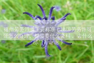 福州劳务派遣工资标准（出国劳务许可证怎么办理，都需要什么资料 ，去什么部门？谢谢）