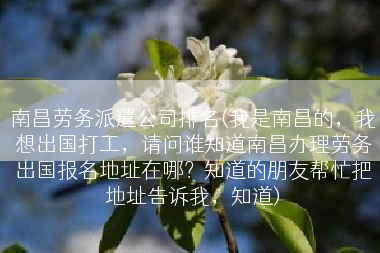 南昌劳务派遣公司排名(我是南昌的，我想出国打工，请问谁知道南昌办理劳务出国报名地址在哪？知道的朋友帮忙把地址告诉我，知道)