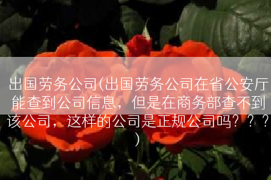 出国劳务公司(出国劳务公司在省公安厅能查到公司信息，但是在商务部查不到该公司，这样的公司是正规公司吗？？？)