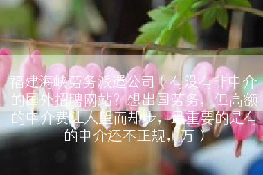 福建海峡劳务派遣公司（有没有非中介的国外招聘网站？想出国劳务，但高额的中介费让人望而却步，最重要的是有的中介还不正规，万）