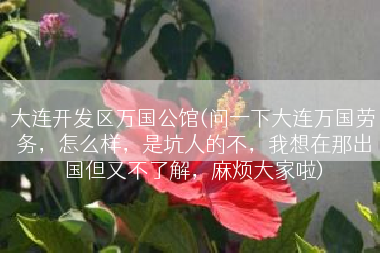 大连开发区万国公馆(问一下大连万国劳务，怎么样，是坑人的不，我想在那出国但又不了解，麻烦大家啦)