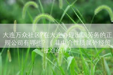 大连万众社区?在大连办理出国劳务的正规公司有哪些？（非中介性质属外经贸批准的）?