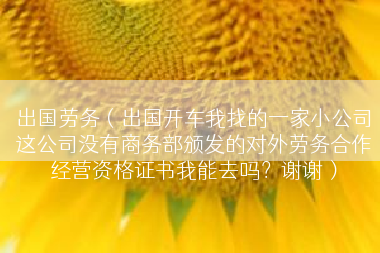 出国劳务（出国开车我找的一家小公司这公司没有商务部颁发的对外劳务合作经营资格证书我能去吗？谢谢）