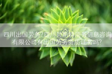 四川出国劳务?四川贝斯特商务信息咨询有限公司有出国劳务资质证书吗?