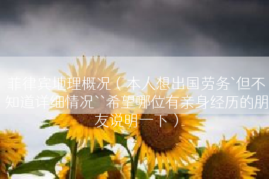 菲律宾地理概况（本人想出国劳务`但不知道详细情况``希望哪位有亲身经历的朋友说明一下）
