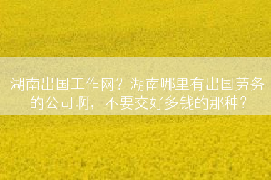 湖南出国工作网？湖南哪里有出国劳务的公司啊，不要交好多钱的那种？