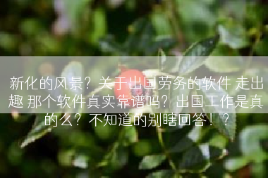 新化的风景？关于出国劳务的软件 走出趣 那个软件真实靠谱吗？出国工作是真的么？不知道的别瞎回答！？