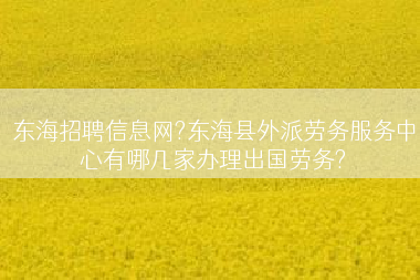 东海招聘信息网?东海县外派劳务服务中心有哪几家办理出国劳务?