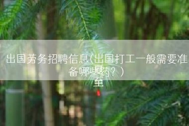出国劳务招聘信息(出国打工一般需要准备哪些药？)