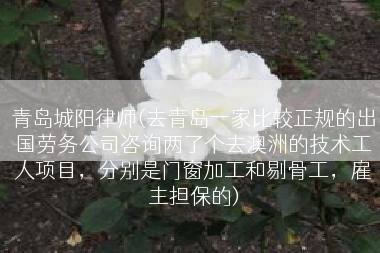青岛城阳律师(去青岛一家比较正规的出国劳务公司咨询两了个去澳洲的技术工人项目，分别是门窗加工和剔骨工，雇主担保的)