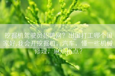 挖掘机驾驶员招聘网？出国打工哪个国家好,我会开挖掘机，汽车，懂一些机械 修理，麻烦指点？