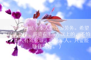 出国劳务网站（本人想出国劳务。希望可以选工种。薪资在1.5万以上的，不怕苦。本人有驾驶证。退役军人。只要能赚钱就好。）