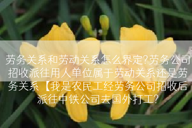 劳务关系和劳动关系怎么界定?劳务公司招收派往用人单位属于劳动关系还是劳务关系【我是农民工经劳务公司招收后派往中铁公司去国外打工?