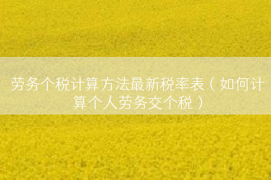 劳务个税计算方法最新税率表（如何计算个人劳务交个税）