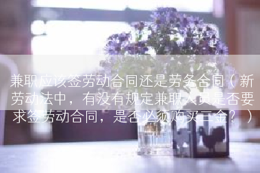 兼职应该签劳动合同还是劳务合同（新劳动法中，有没有规定兼职人员是否要求签劳动合同，是否必须购买三金？）